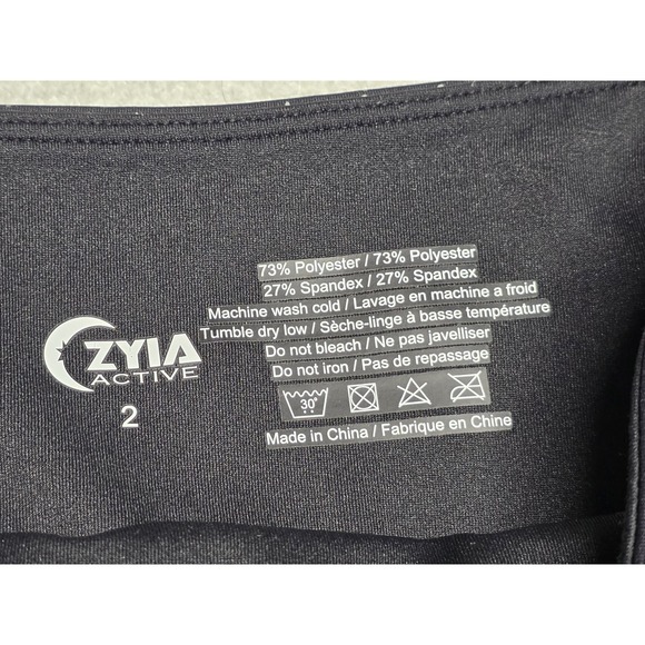 Zyia Active Sz 2 Black Silver Reflective Pocket Light N Tight Hi Rise Leggings - Picture 3 of 6